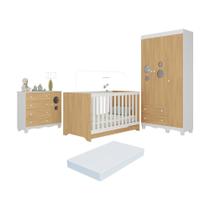 Quarto de Bebê Completo com Berço Americano 3 em 1 Colchão Incluso Suspiro Multimóveis MP4640