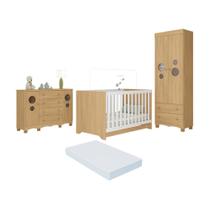 Quarto de Bebê Completo com Berço Americano 3 em 1 Colchão Incluso Suspiro Multimóveis MP4676