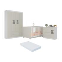 Quarto de Bebê Completo com Berço Americano 3 em 1 Colchão Incluso Teddy Multimóveis MP4660 Quarto de Bebê Completo com Berço Americano 3 em 1 Colchão Incluso Teddy Multimóveis MP4660