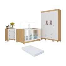 Quarto de Bebê Completo com Berço Americano 3 em 1 Colchão Incluso Ternura Multimóveis MP4667