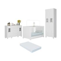 Quarto De Bebê Completo Com Berço Americano 3 Em 1 Colchão Ternura Multimóveis MP4675 Branco Quarto De Bebê Completo Com Berço Americano 3 Em 1 Colchão Ternura Multimóveis MP4675 Branco