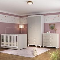 Quarto De Bebê Completo Com Berço Americano 3 Em 1 Dengo Multimóveis MP4592 Branco-off White Quarto De Bebê Completo Com Berço Americano 3 Em 1 Dengo Multimóveis MP4592 Branco-off White