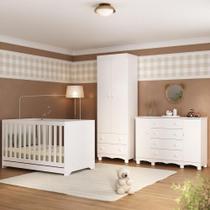 Quarto De Bebê Completo Com Berço Americano 3 Em 1 Dengo Multimóveis MP4596 Branco Quarto De Bebê Completo Com Berço Americano 3 Em 1 Dengo Multimóveis MP4596 Branco