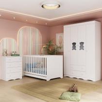 Quarto De Bebê Completo Com Berço Americano 3 Em 1 Doçura Multimóveis MP4650 Branco