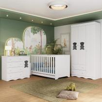 Quarto De Bebê Completo Com Berço Americano 3 Em 1 Doçura Multimóveis MP4654 Branco Quarto De Bebê Completo Com Berço Americano 3 Em 1 Doçura Multimóveis MP4654 Branco