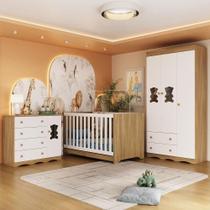 Quarto De Bebê Completo Com Berço Americano 3 Em 1 Doçura Multimóveis MP4654 Madeirado-branco Quarto De Bebê Completo Com Berço Americano 3 Em 1 Doçura Multimóveis MP4654 Madeirado-branco
