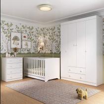 Quarto De Bebê Completo Com Berço Americano 3 Em 1 Encanto Multimóveis MP4585 Branco Quarto De Bebê Completo Com Berço Americano 3 Em 1 Encanto Multimóveis MP4585 Branco