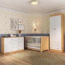 Quarto De Bebê Completo Com Berço Americano 3 Em 1 Encanto Multimóveis MP4593 Madeirado-branco