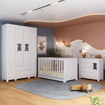 Quarto De Bebê Completo Com Berço Americano 3 Em 1 Fofura Multimóveis MP4645 Branco Quarto De Bebê Completo Com Berço Americano 3 Em 1 Fofura Multimóveis MP4645 Branco