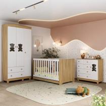 Quarto De Bebê Completo Com Berço Americano 3 Em 1 Fofura Multimóveis MP4653 Madeirado-branco Quarto De Bebê Completo Com Berço Americano 3 Em 1 Fofura Multimóveis MP4653 Madeirado-branco