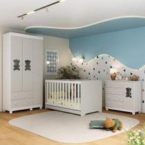 Quarto de Bebê Completo com Berço Americano 3 em 1 Fofura Multimóveis MP4653