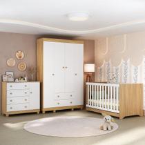 Quarto de Bebê Completo com Berço Americano 3 em 1 para Colchão 130x70cm Allegra Multimóveis MP4582