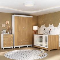 Quarto de Bebê Completo com Berço Americano 3 em 1 para Colchão 130x70cm Allegra Multimóveis MP4586