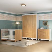 Quarto de Bebê Completo com Berço Americano 3 em 1 para Colchão 130x70cm Dengo Multimóveis MP4584