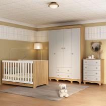 Quarto de Bebê Completo com Berço Americano 3 em 1 para Colchão 130x70cm Dengo Multimóveis MP4588