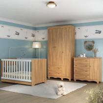 Quarto de Bebê Completo com Berço Americano 3 em 1 para Colchão 130x70cm Dengo Multimóveis MP4592