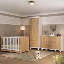 Quarto de Bebê Completo com Berço Americano 3 em 1 para Colchão 130x70cm Dengo Multimóveis MP4596