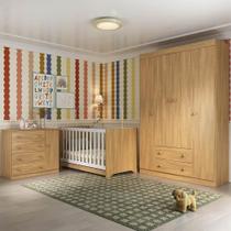 Quarto de Bebê Completo com Berço Americano 3 em 1 para Colchão 130x70cm Encanto Multimóveis MP4581