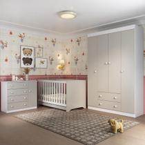 Quarto de Bebê Completo com Berço Americano 3 em 1 para Colchão 130x70cm Encanto Multimóveis MP4581