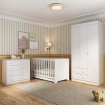 Quarto de Bebê Completo com Berço Americano 3 em 1 para Colchão 130x70cm Encanto Multimóveis MP4589