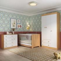 Quarto de Bebê Completo com Berço Americano 3 em 1 para Colchão 130x70cm Encanto Multimóveis MP4589