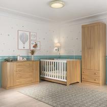 Quarto de Bebê Completo com Berço Americano 3 em 1 para Colchão 130x70cm Encanto Multimóveis MP4593