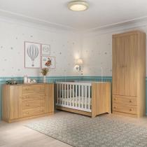 Quarto de Bebê Completo com Berço Americano 3 em 1 para Colchão 130x70cm Encanto Multimóveis MP4593