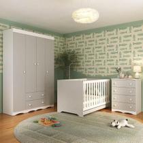 Quarto de Bebê Completo com Berço Americano 3 em 1 para Colchão 130x70cm Realeza Multimóveis MP4587