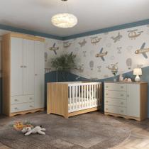 Quarto de Bebê Completo com Berço Americano 3 em 1 para Colchão 130x70cm Realeza Multimóveis MP4591