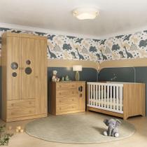 Quarto De Bebê Completo Com Berço Americano 3 Em 1 Pirulito Multimóveis MP4621 Madeirado