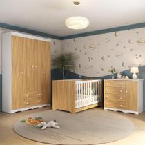 Quarto De Bebê Completo Com Berço Americano 3 Em 1 Realeza Multimóveis MP4583 Branco-madeirado Quarto De Bebê Completo Com Berço Americano 3 Em 1 Realeza Multimóveis MP4583 Branco-madeirado