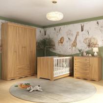 Quarto De Bebê Completo Com Berço Americano 3 Em 1 Realeza Multimóveis MP4583 Madeirado