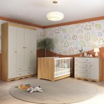 Quarto De Bebê Completo Com Berço Americano 3 Em 1 Realeza Multimóveis MP4583 Madeirado-off White Quarto De Bebê Completo Com Berço Americano 3 Em 1 Realeza Multimóveis MP4583 Madeirado-off White