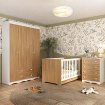 Quarto De Bebê Completo Com Berço Americano 3 Em 1 Realeza Multimóveis MP4587 Branco-madeirado