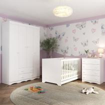 Quarto De Bebê Completo Com Berço Americano 3 Em 1 Realeza Multimóveis MP4587 Branco Quarto De Bebê Completo Com Berço Americano 3 Em 1 Realeza Multimóveis MP4587 Branco
