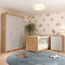Quarto De Bebê Completo Com Berço Americano 3 Em 1 Realeza Multimóveis MP4587 Madeirado-off White Quarto De Bebê Completo Com Berço Americano 3 Em 1 Realeza Multimóveis MP4587 Madeirado-off White