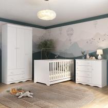 Quarto De Bebê Completo Com Berço Americano 3 Em 1 Realeza Multimóveis MP4591 Branco Quarto De Bebê Completo Com Berço Americano 3 Em 1 Realeza Multimóveis MP4591 Branco
