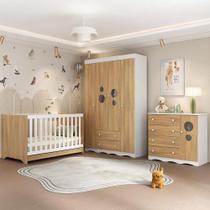 Quarto De Bebê Completo Com Berço Americano 3 Em 1 Sonho Multimóveis MP4615 Branco-madeirado