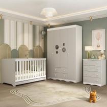 Quarto De Bebê Completo Com Berço Americano 3 Em 1 Sonho Multimóveis MP4619 Branco-off White