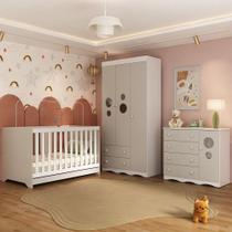 Quarto De Bebê Completo Com Berço Americano 3 Em 1 Sonho Multimóveis MP4623 Branco-off White Quarto De Bebê Completo Com Berço Americano 3 Em 1 Sonho Multimóveis MP4623 Branco-off White