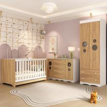 Quarto De Bebê Completo Com Berço Americano 3 Em 1 Sonho Multimóveis MP4627 Branco-madeirado Quarto De Bebê Completo Com Berço Americano 3 Em 1 Sonho Multimóveis MP4627 Branco-madeirado