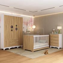Quarto De Bebê Completo Com Berço Americano 3 Em 1 Suspiro Multimóveis MP4620 Branco-madeirado Quarto De Bebê Completo Com Berço Americano 3 Em 1 Suspiro Multimóveis MP4620 Branco-madeirado
