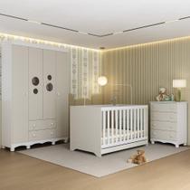 Quarto De Bebê Completo Com Berço Americano 3 Em 1 Suspiro Multimóveis MP4620 Branco-off White Quarto De Bebê Completo Com Berço Americano 3 Em 1 Suspiro Multimóveis MP4620 Branco-off White