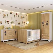 Quarto De Bebê Completo Com Berço Americano 3 Em 1 Suspiro Multimóveis MP4628 Branco-madeirado