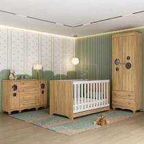 Quarto De Bebê Completo Com Berço Americano 3 Em 1 Suspiro Multimóveis MP4628 Madeirado