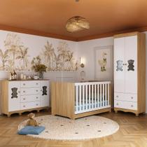 Quarto De Bebê Completo Com Berço Americano 3 Em 1 Ternura Multimóveis MP4659 Madeirado-branco