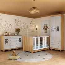 Quarto De Bebê Completo Com Berço Americano 3 Em 1 Ternura Multimóveis MP4659 Madeirado-off White