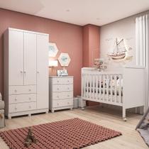 Quarto de Bebê Completo com Berço Guarda-Roupa 3 Portas e Cômoda 100% MDF Ciranda Espresso Móveis