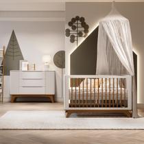 Quarto de Bebê Completo Com Berço Redondo e Cômoda Sambalelê