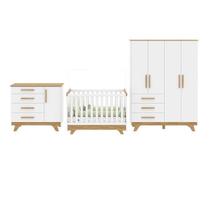 Quarto de Bebê Completo com Cômoda Berço e Guarda Roupa 100% Mdf Retrô Kakau Yescasa
